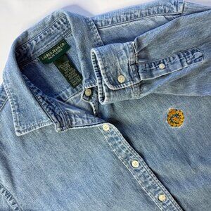 Lauren Jeans Co Ralph Lauren Shirt Womens Small Blue Denim Embroidered Crest 90s